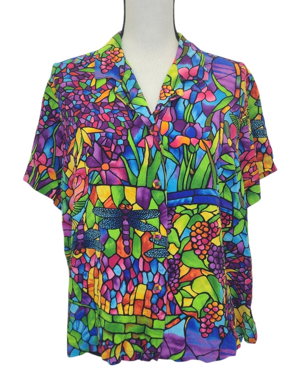 Jams World Tiffany Button Front Shirt Stained Glass W624-TIFF Extra Large